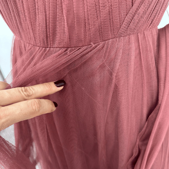 Revelry Rosalie Tulle Convertible Dress Sz 10 Rosewood Maxi Bridesmaid Strapless - Picture 12 of 16